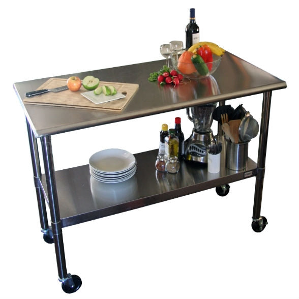 Stainless Steel 2-ft Kitchen Island Cart Prep Table with Casters-2