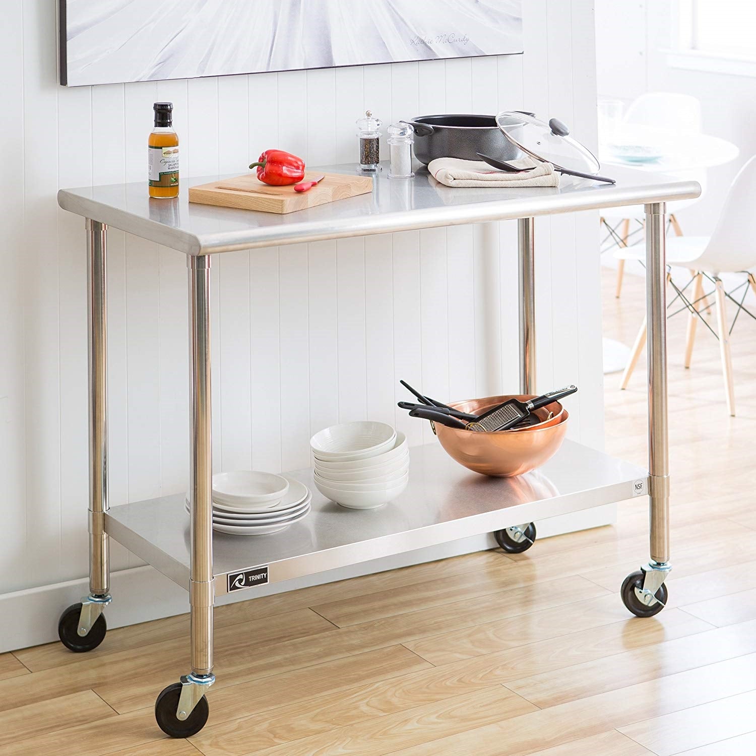 Stainless Steel 2-ft Kitchen Island Cart Prep Table with Casters-3