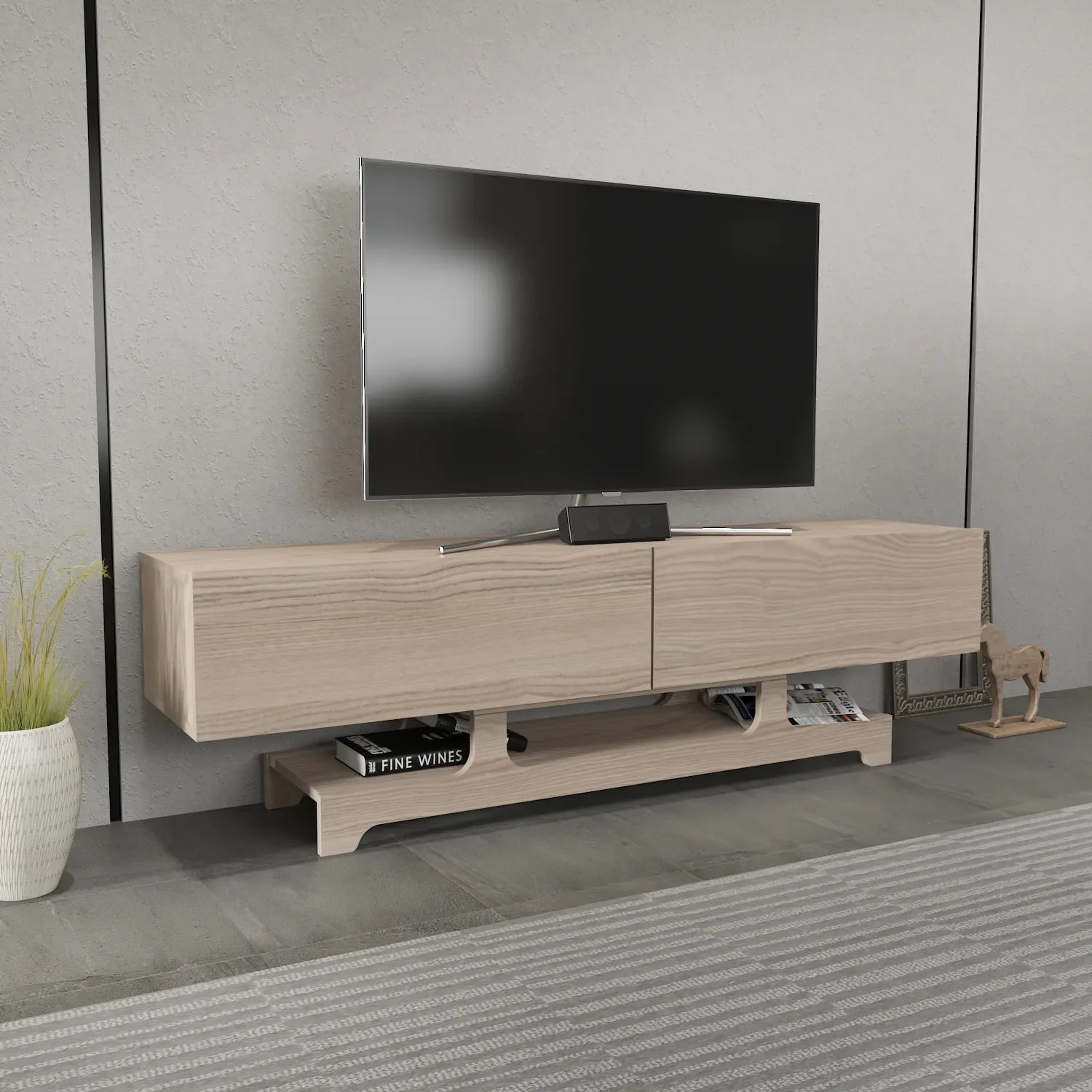 Tera 63" Wide TV Stand and Media Console for TVs up to 72"