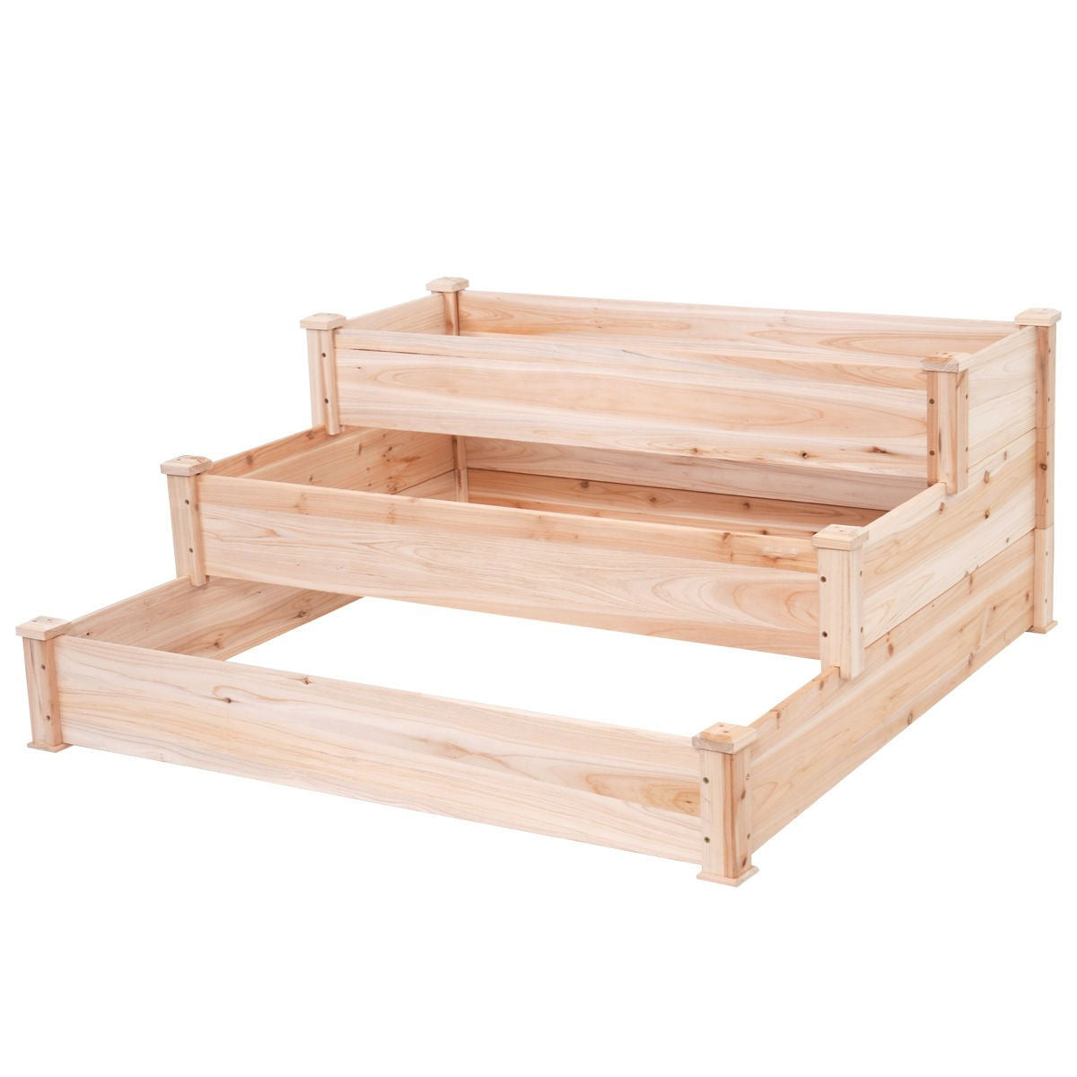 Solid Wood 4 Ft x 4 Ft Raised Garden Bed Planter 3-Tier-1