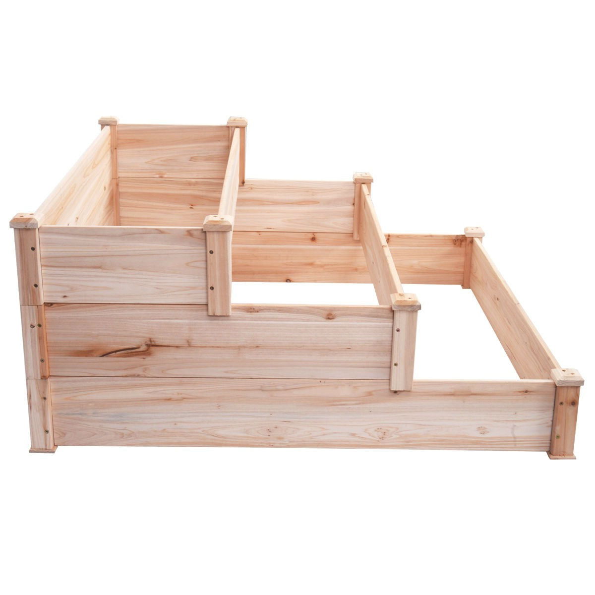 Solid Wood 4 Ft x 4 Ft Raised Garden Bed Planter 3-Tier-2