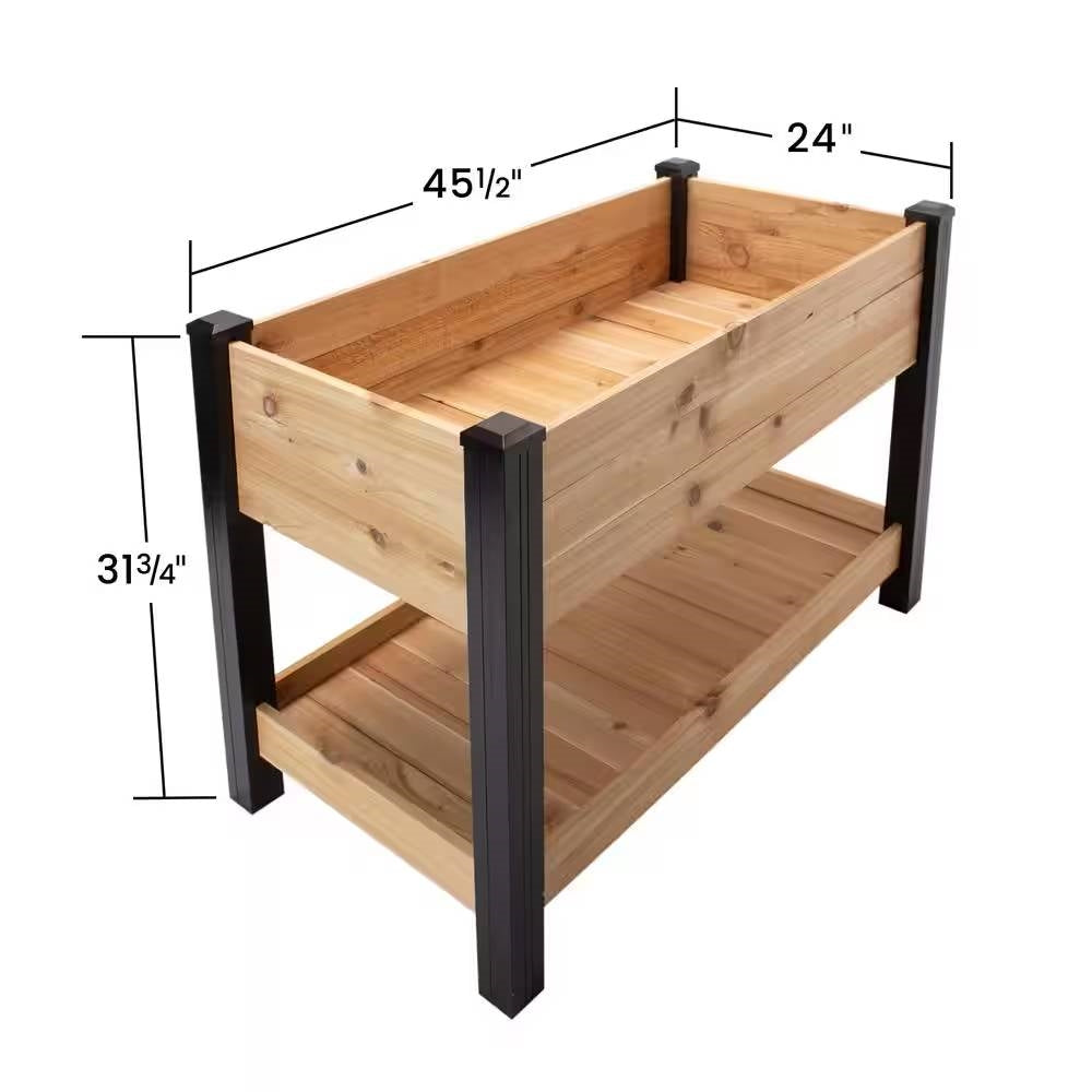 2-Ft x 4-Ft Cedar Wood Raised Garden Bed Planter Bed with Black Vinyl Legs-4