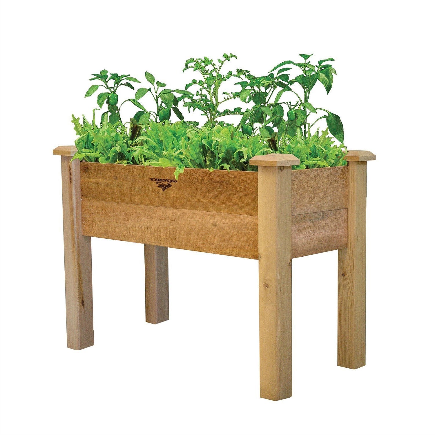 Raised Garden Bed Planter Box in Solid Cedar Wood in Natural Finish - 34-inch-0