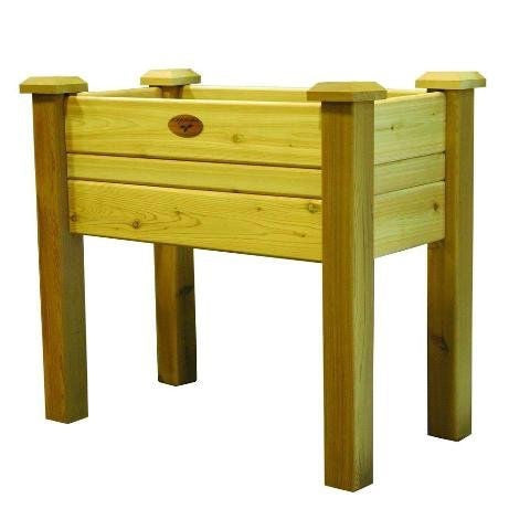 Raised Garden Bed Planter Box in Solid Cedar Wood in Natural Finish - 34-inch-1