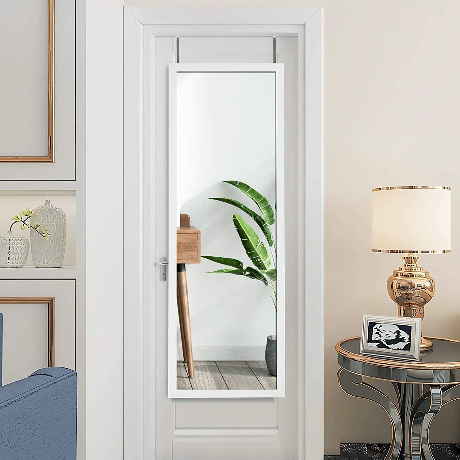 White Full Length Bedroom Mirror with Over the Door or Wall Mounted Design-2