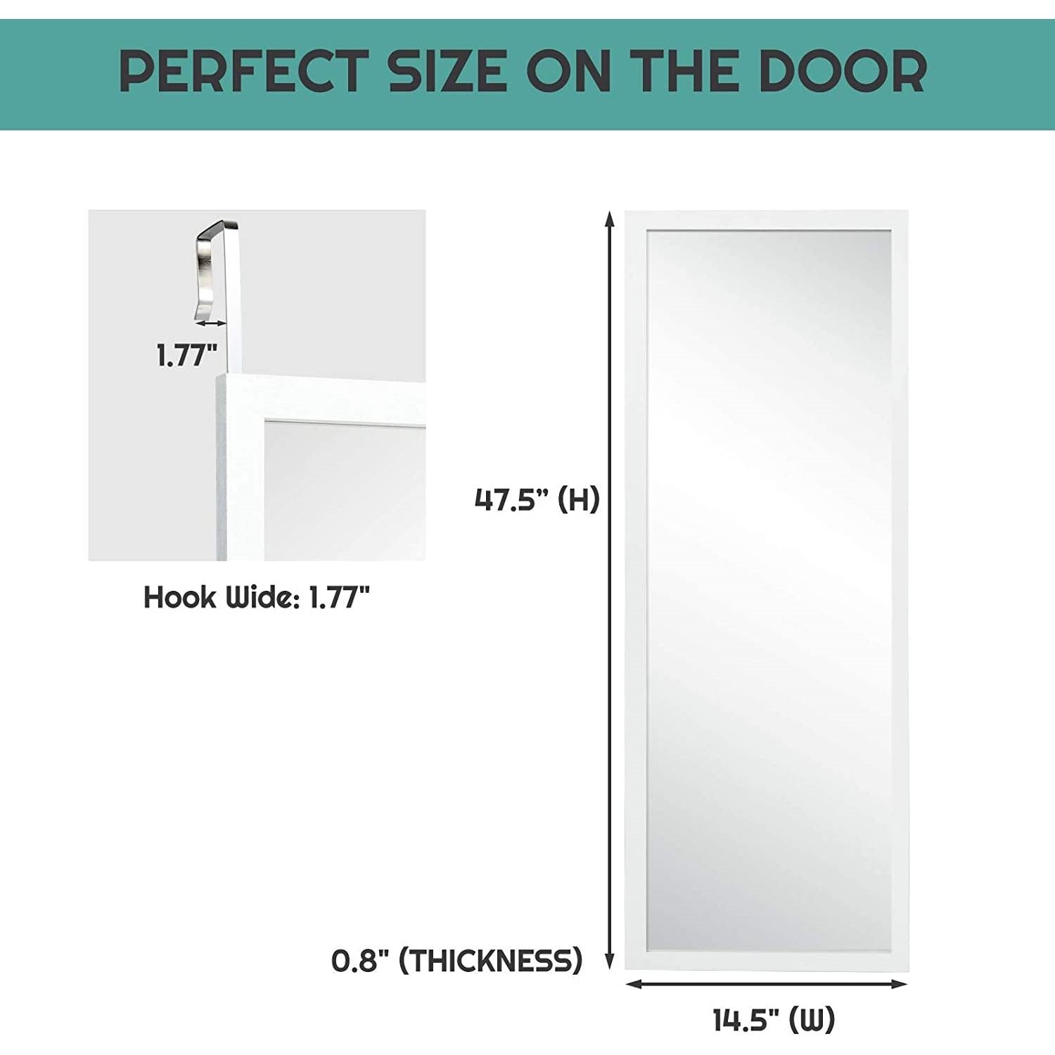 White Full Length Bedroom Mirror with Over the Door or Wall Mounted Design-3