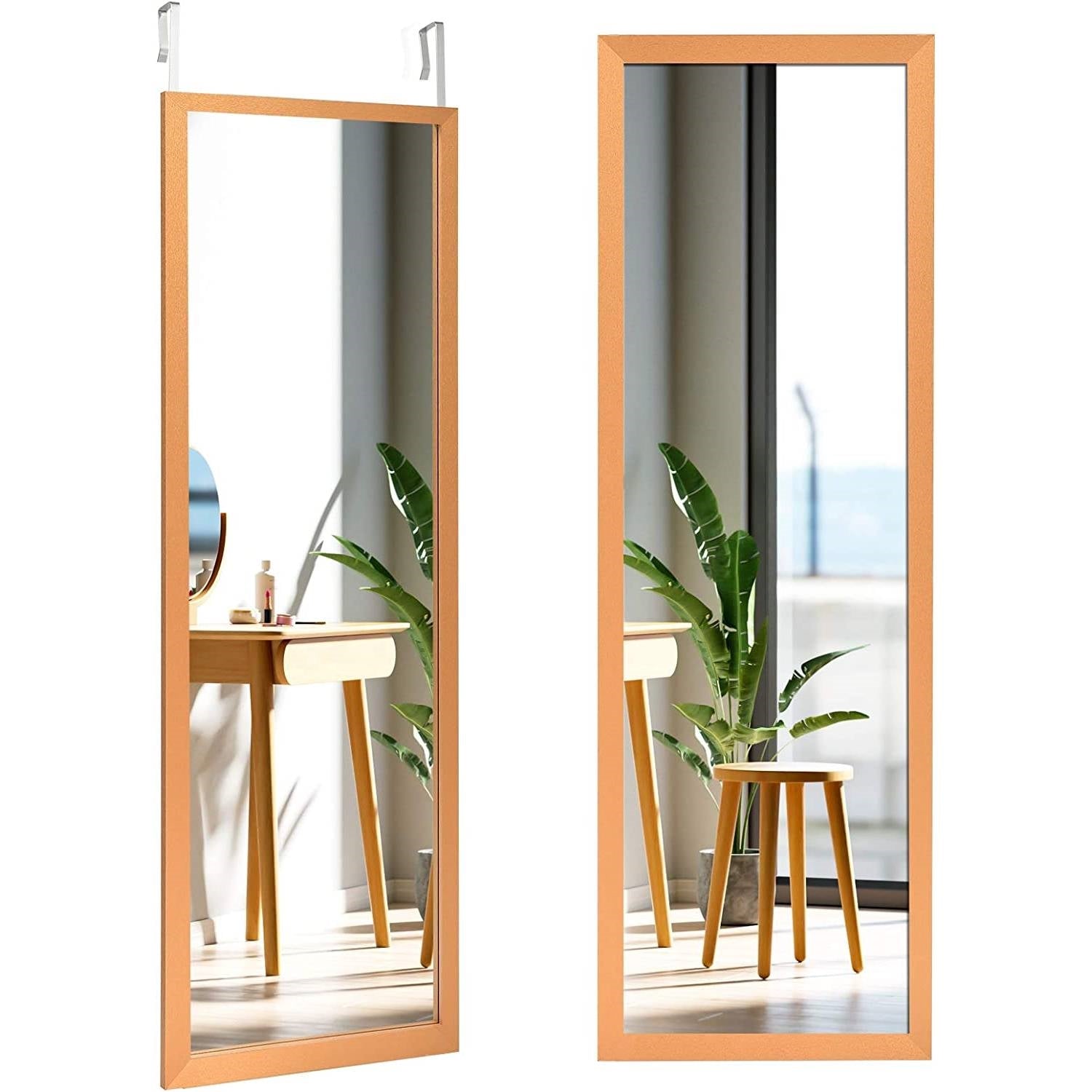 Gold Full Length Bedroom Mirror with Over the Door or Wall Mounted Design-0