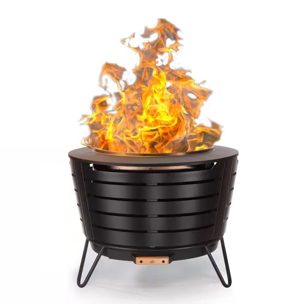 25-inch Outdoor Wood Burning Stainless Steel Smokeless Fire Pit with Cover-1