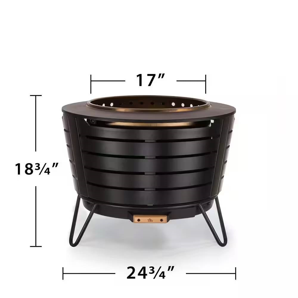 25-inch Outdoor Wood Burning Stainless Steel Smokeless Fire Pit with Cover-4