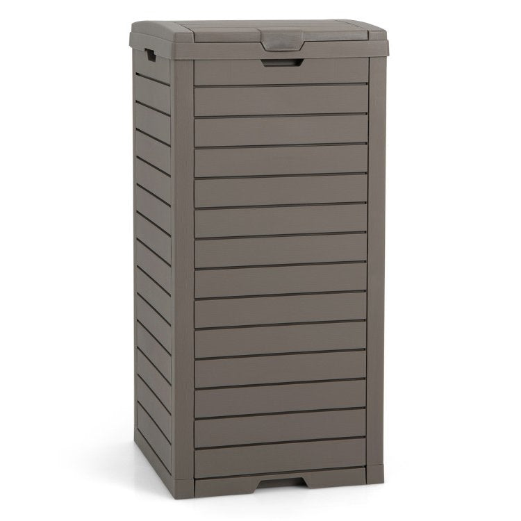 31-Gallon Heavy Duty Coffee Brown Plastic Outdoor Trash Can with Bottom Liquid Drawer-3