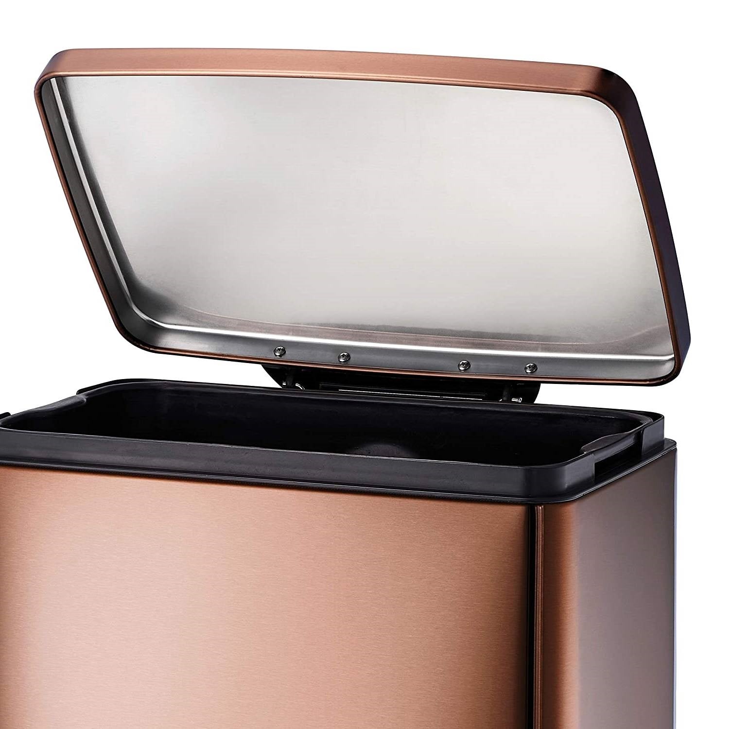 Stainless Steel 13-Gallon Kitchen Trash Can with Step Lid in Copper Bronze-3