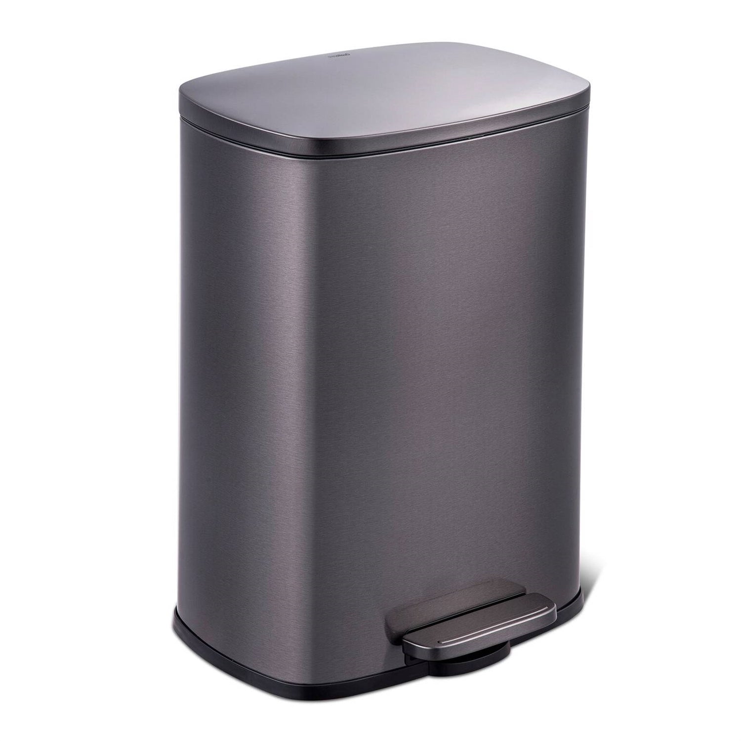 13 Gallon Black Stainless Steel Kitchen Trash Can with Step Open Lid-0