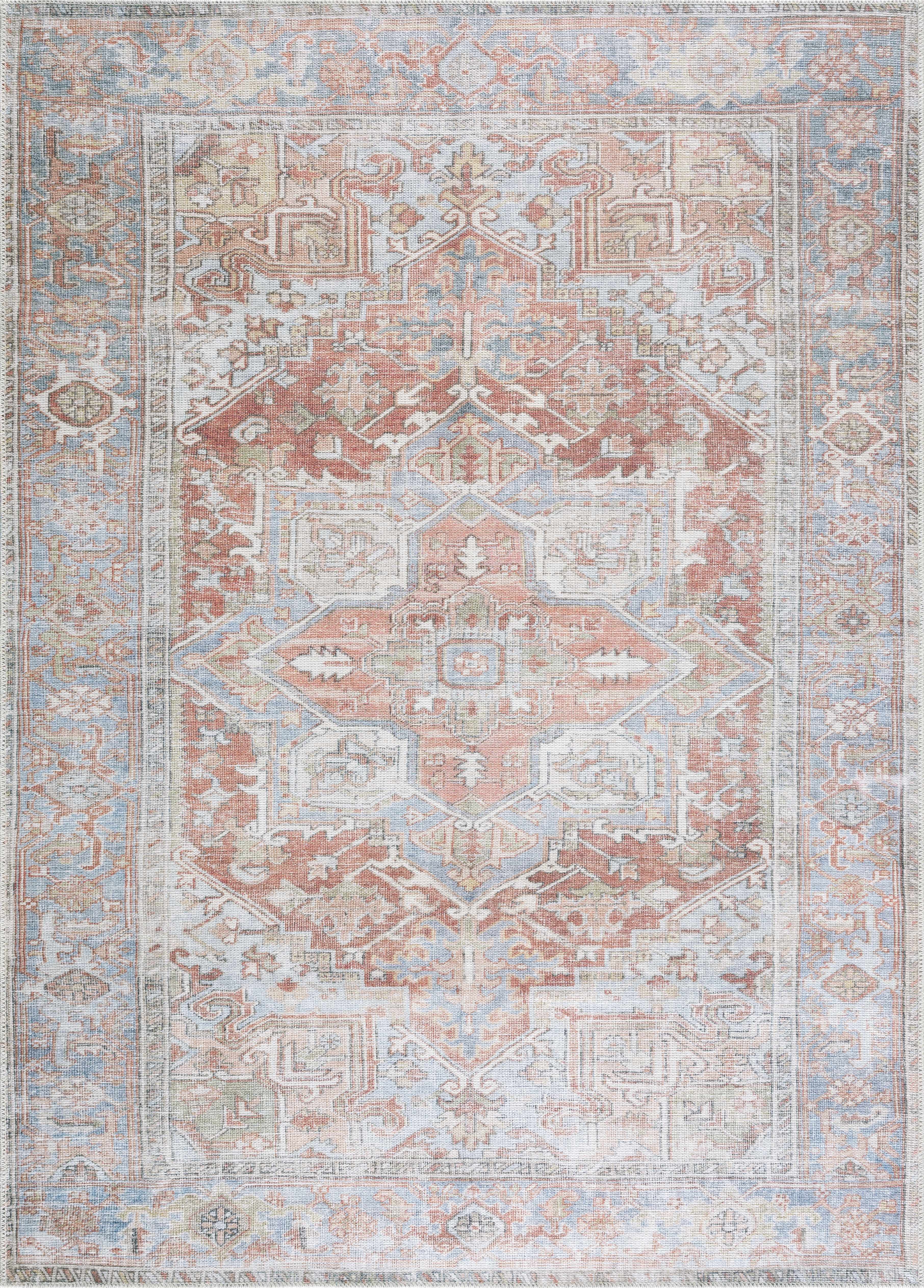 Maayon Medallion Rust Washable Area Rug