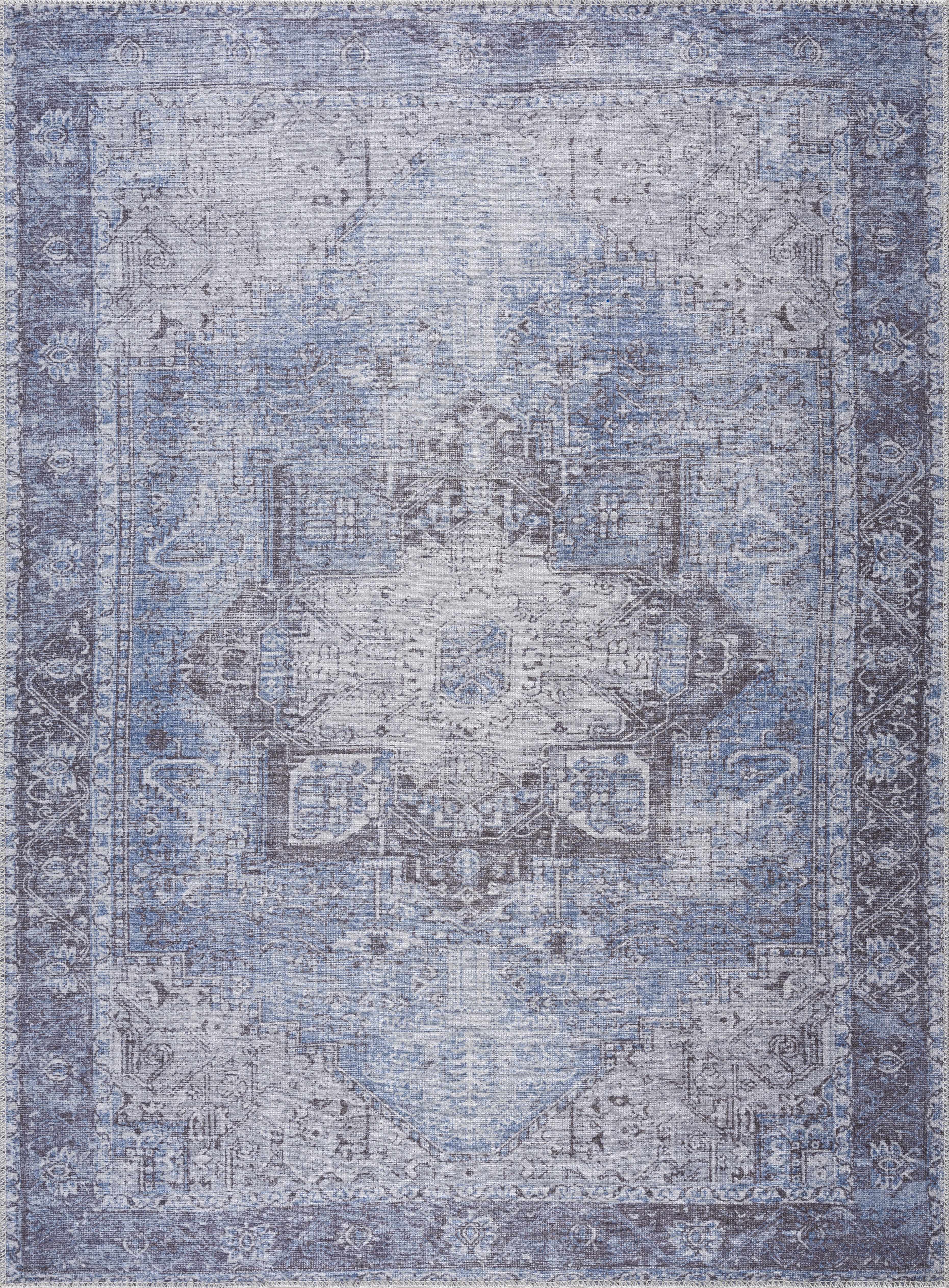 Rosman Ice Blue Washable Rug-1