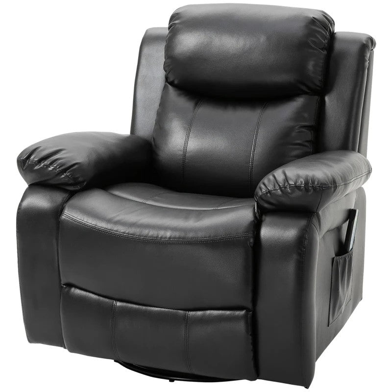 Adjustable Black Faux Leather Remote Massage Recliner Chair w/ Footrest-0