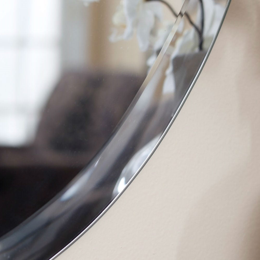 Oval 36-inch Frameless Beveled Vanity Wall Mirror-3