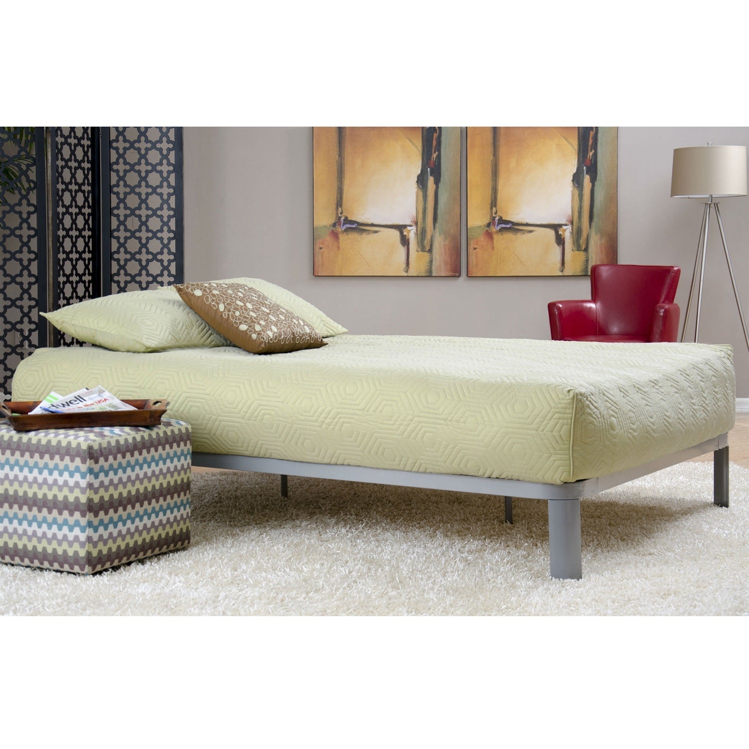 Twin size Luna Metal Platform Bed Frame with Wood Slats-2