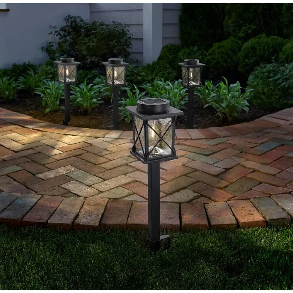 4-Pack - Black Solar LED Light Set - Outdoor Path Yard Lighting-1