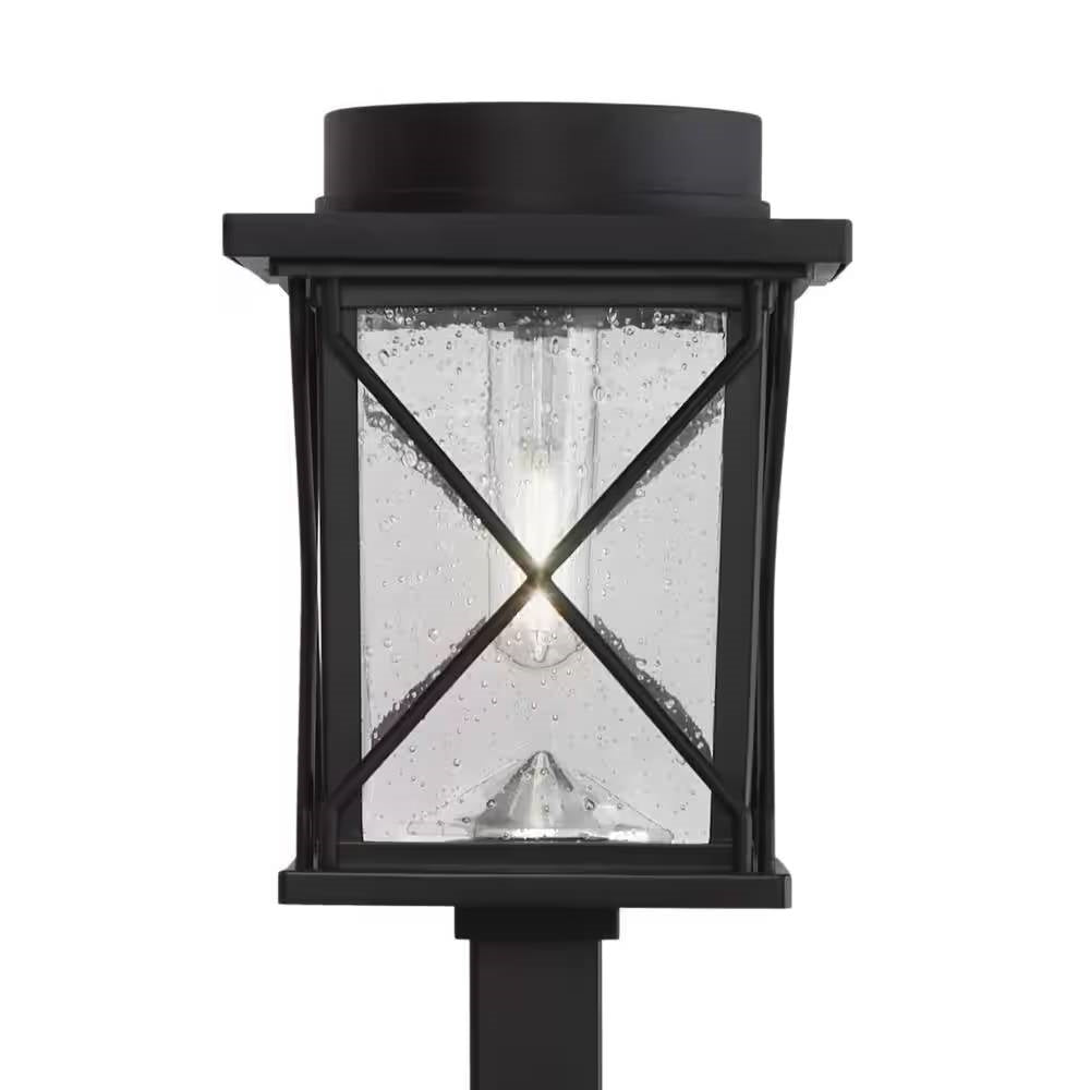 4-Pack - Black Solar LED Light Set - Outdoor Path Yard Lighting-2