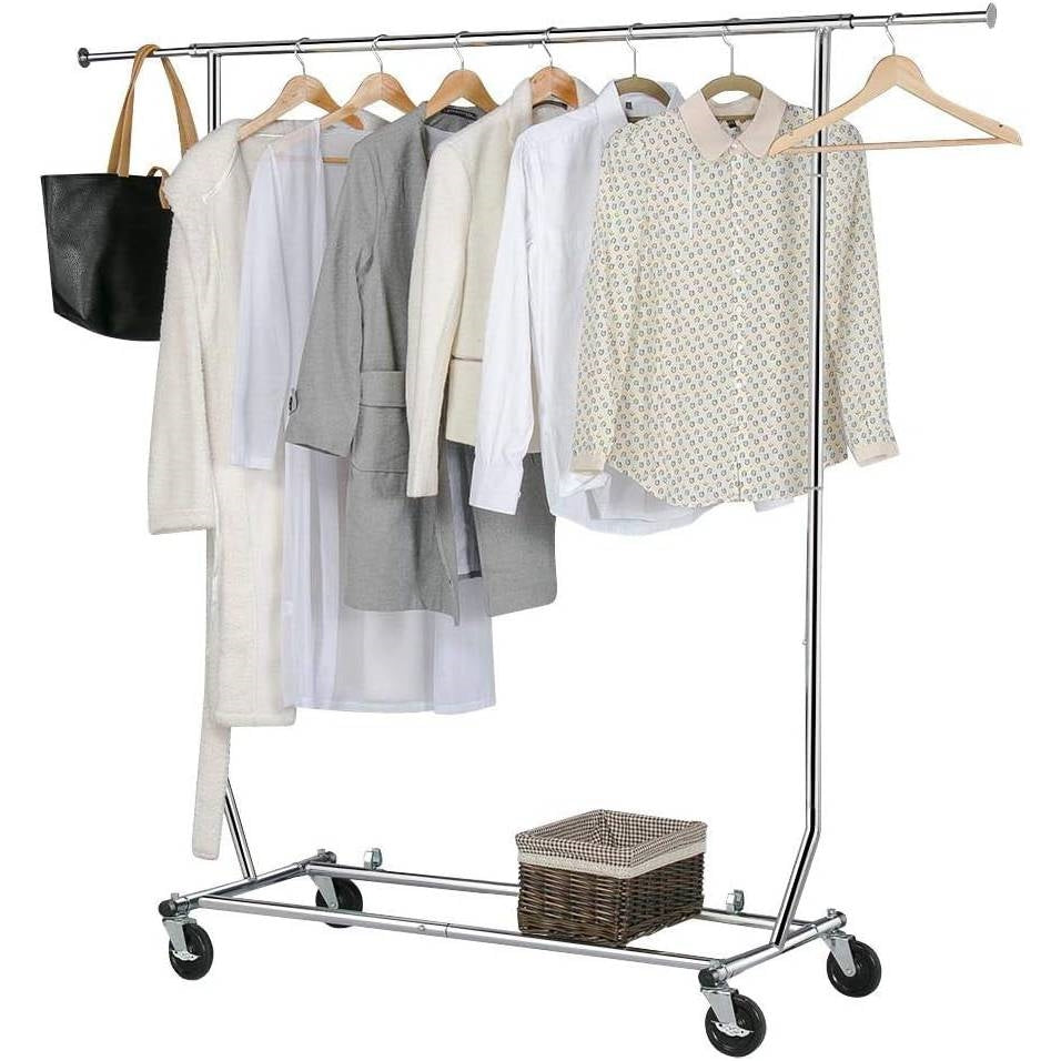 Heavy Duty Clothing Garment Rack with Locking Swivel Wheels - 250lb Capacity-0