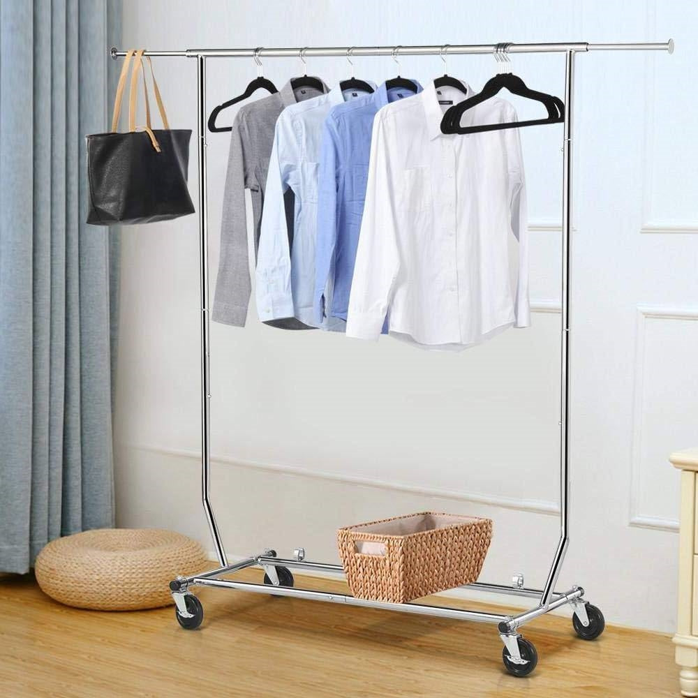 Heavy Duty Clothing Garment Rack with Locking Swivel Wheels - 250lb Capacity-1