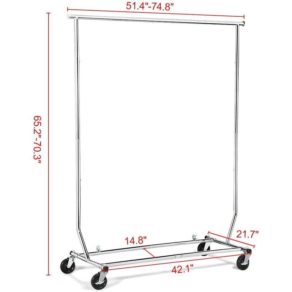 Heavy Duty Clothing Garment Rack with Locking Swivel Wheels - 250lb Capacity-2