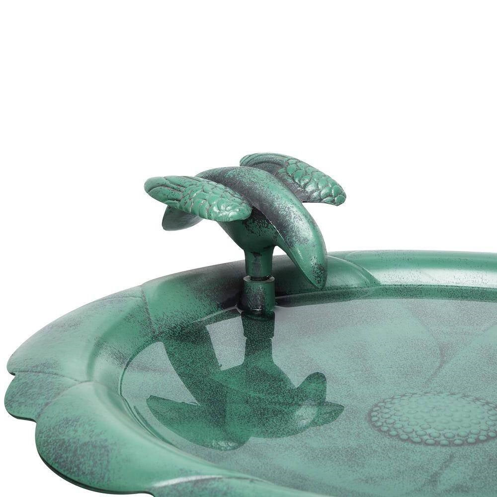 Outdoor Polypropylene Weather Resistant Bird Bath in Dark Green Finish-3