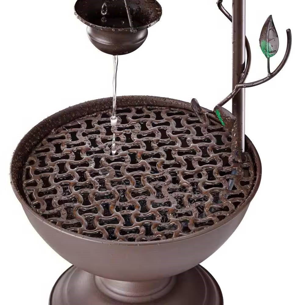 Outdoor Indoor 6-Tier Hanging Cups Water Fountain in Bronze Finish-3