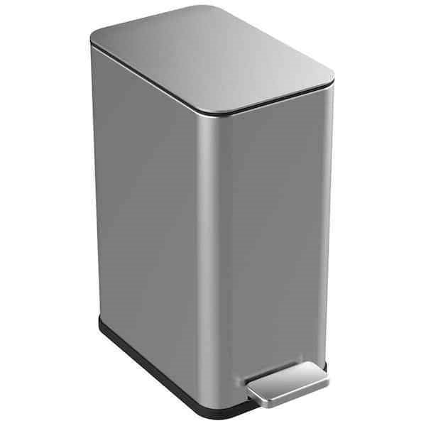 2.6 Gallon Slim Rectangular Stainless Steel Kitchen Bathroom Step Trash Can-0