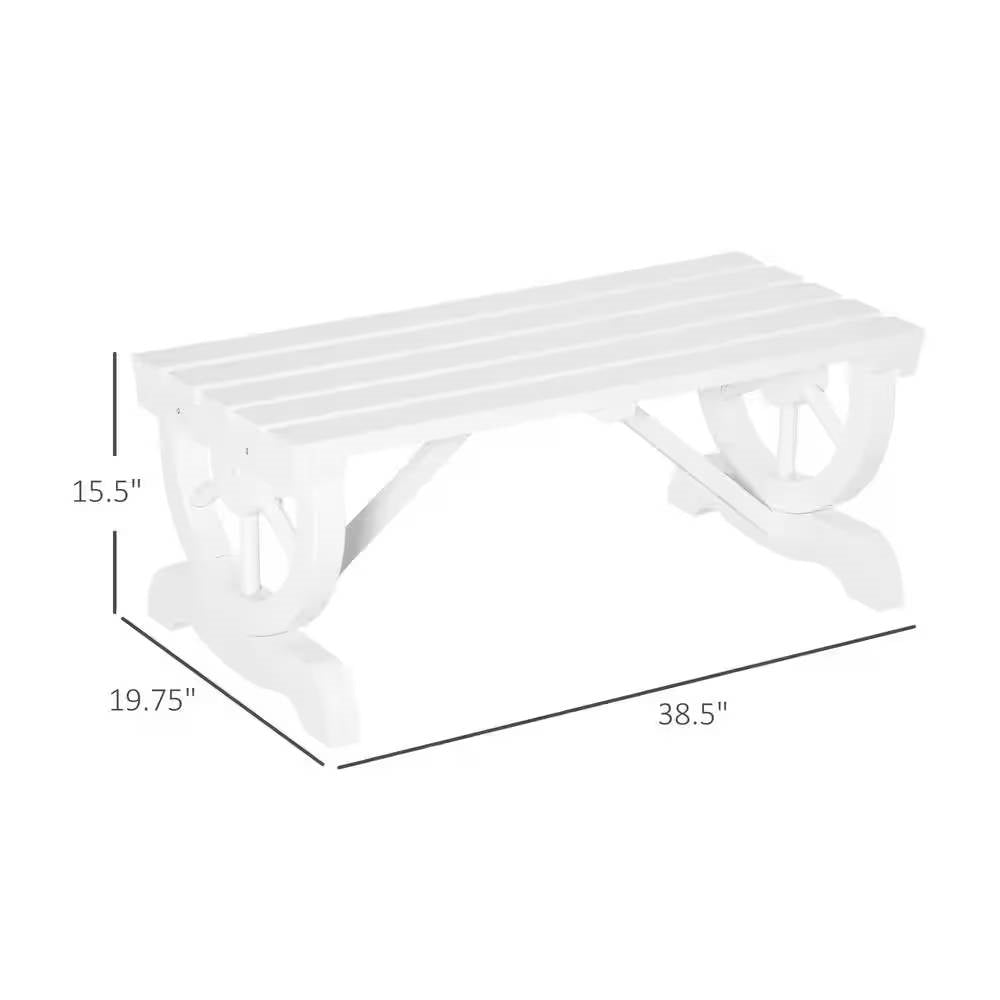 Outdoor Farmhouse Fir Wood 2-Person Garden Bench in White Finish-4