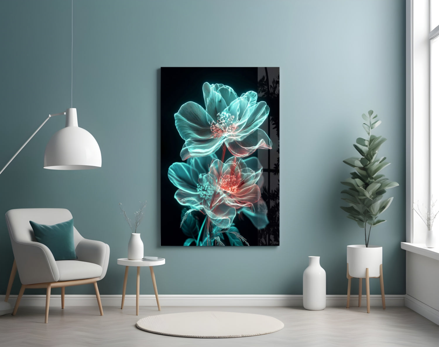 Flowers Blooming in the Light Glass Wall Art || Designer Collection