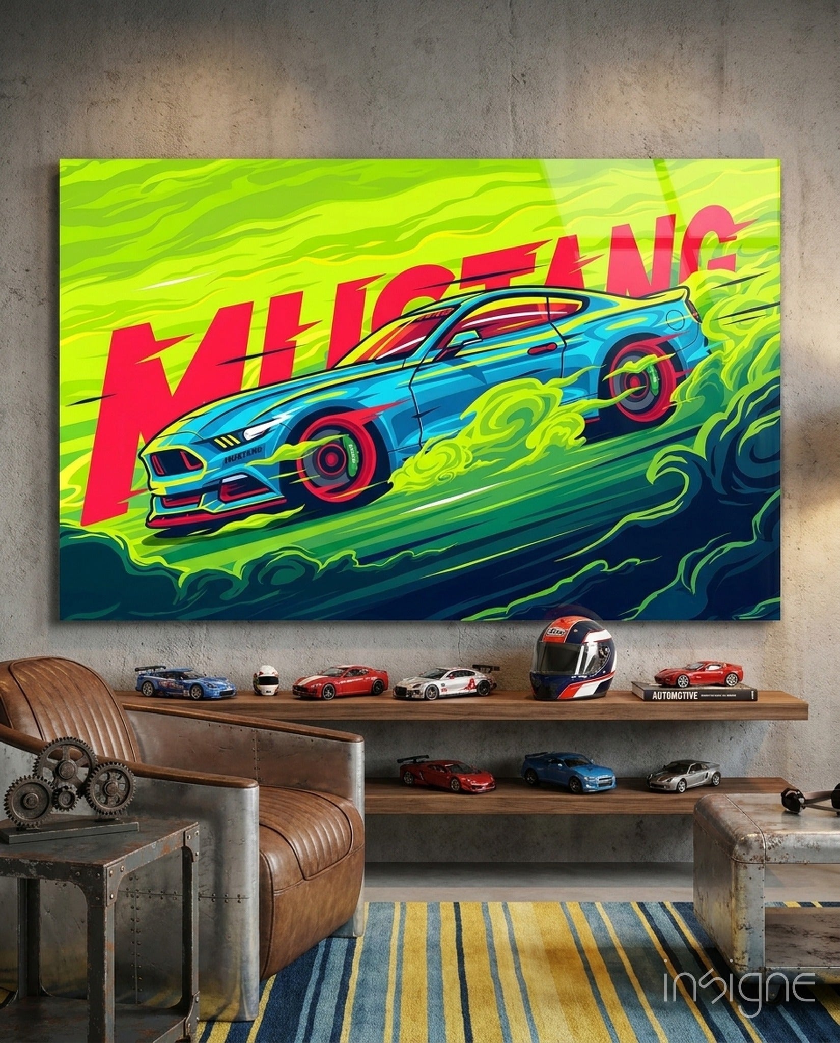 Roaring Mustang Glass Wall Art || Designer Collection
