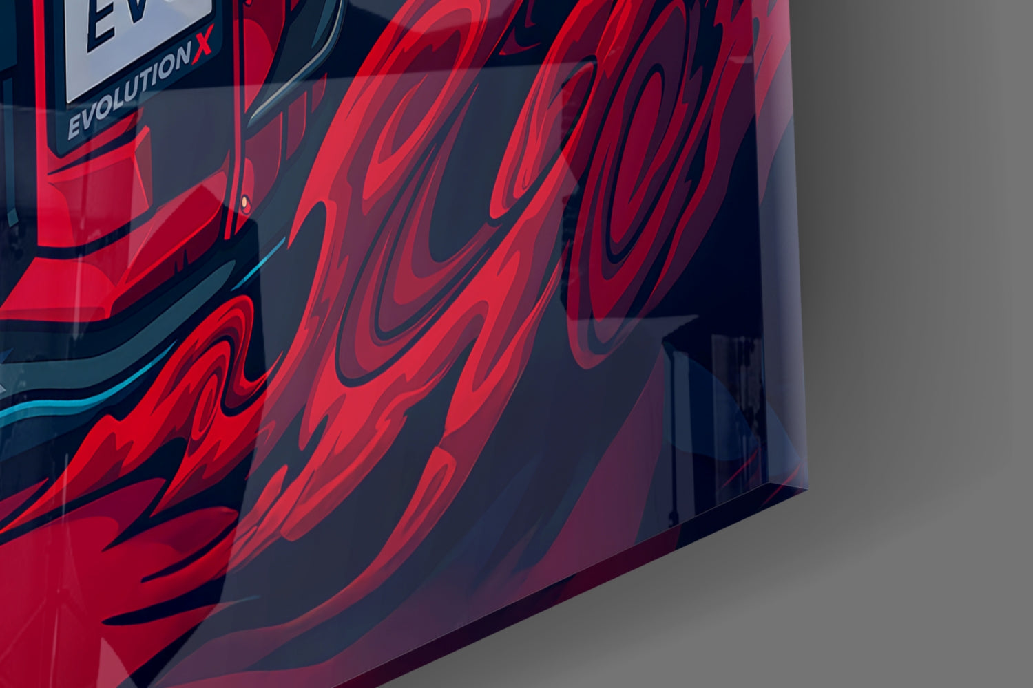 Red Storm Rally Car Glass Wall Art || Designer Collection