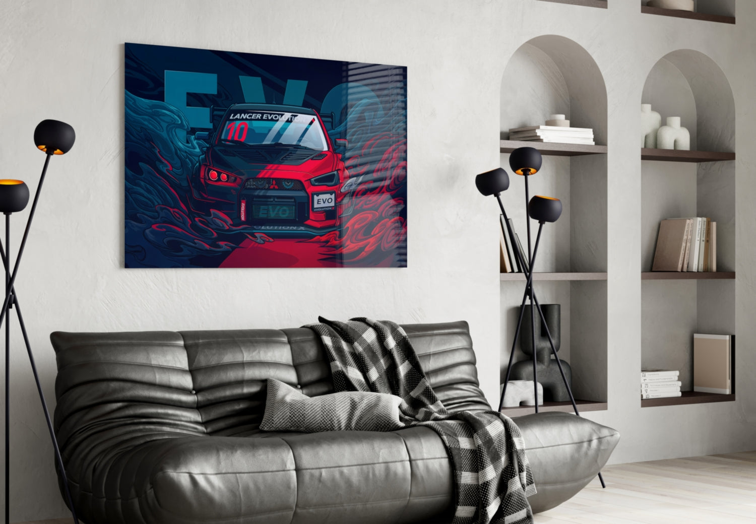 Red Storm Rally Car Glass Wall Art || Designer Collection
