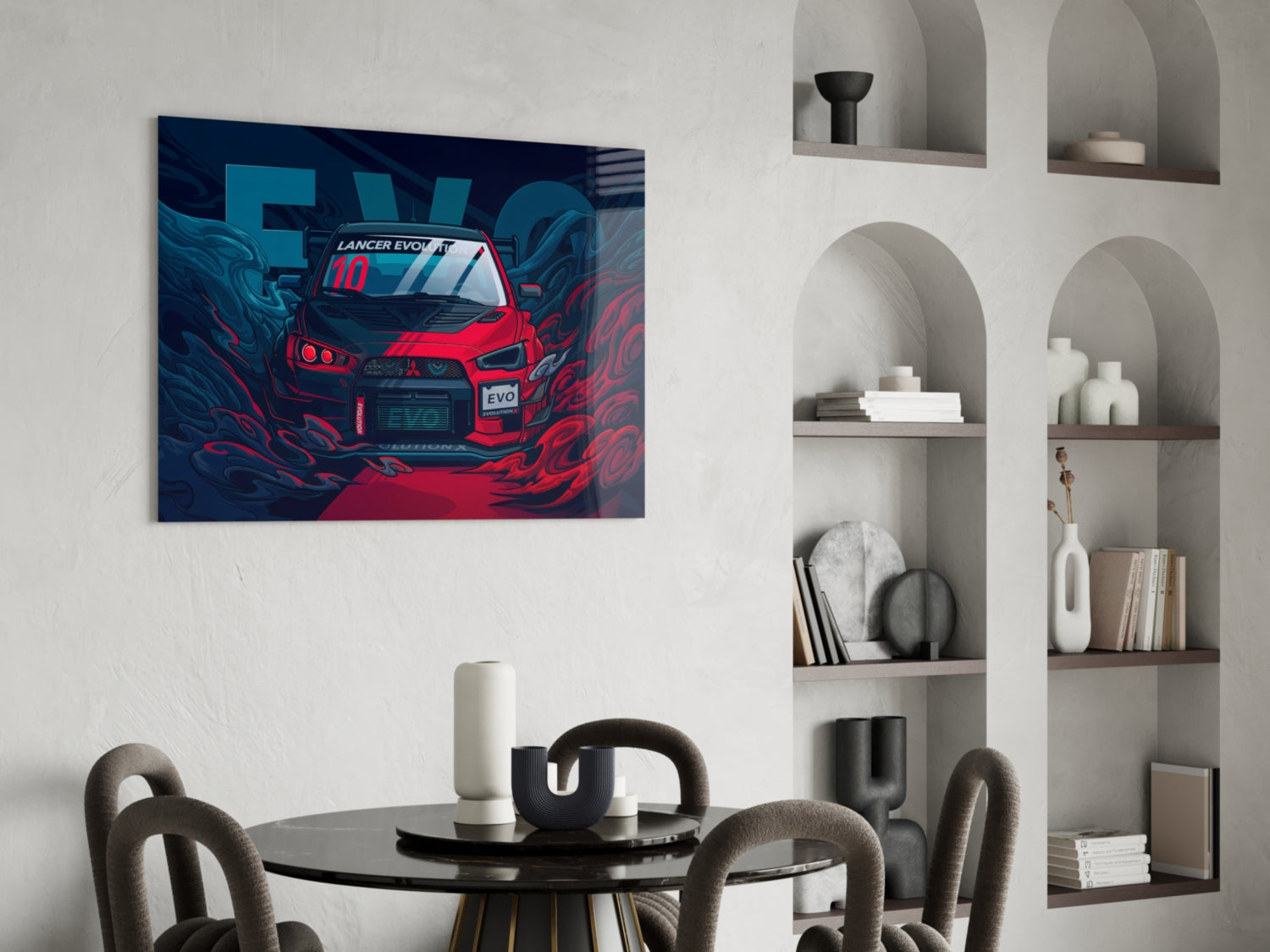 Red Storm Rally Car Glass Wall Art || Designer Collection