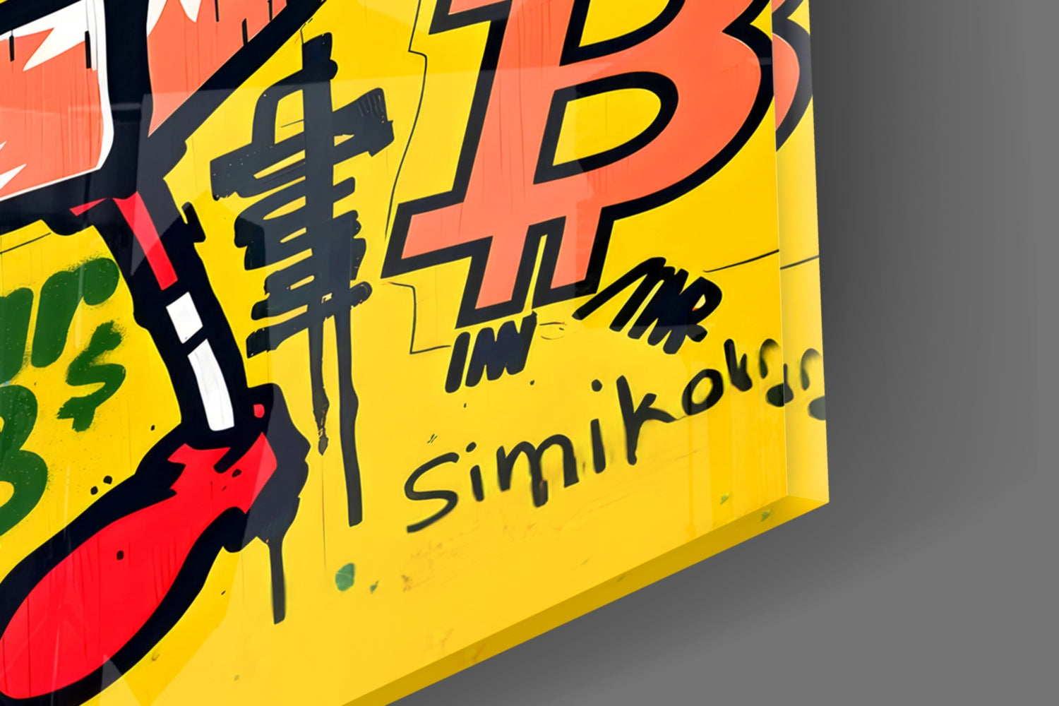 Crypto Yellow Sponge Cartoon Glass Wall Art || Designer Collection