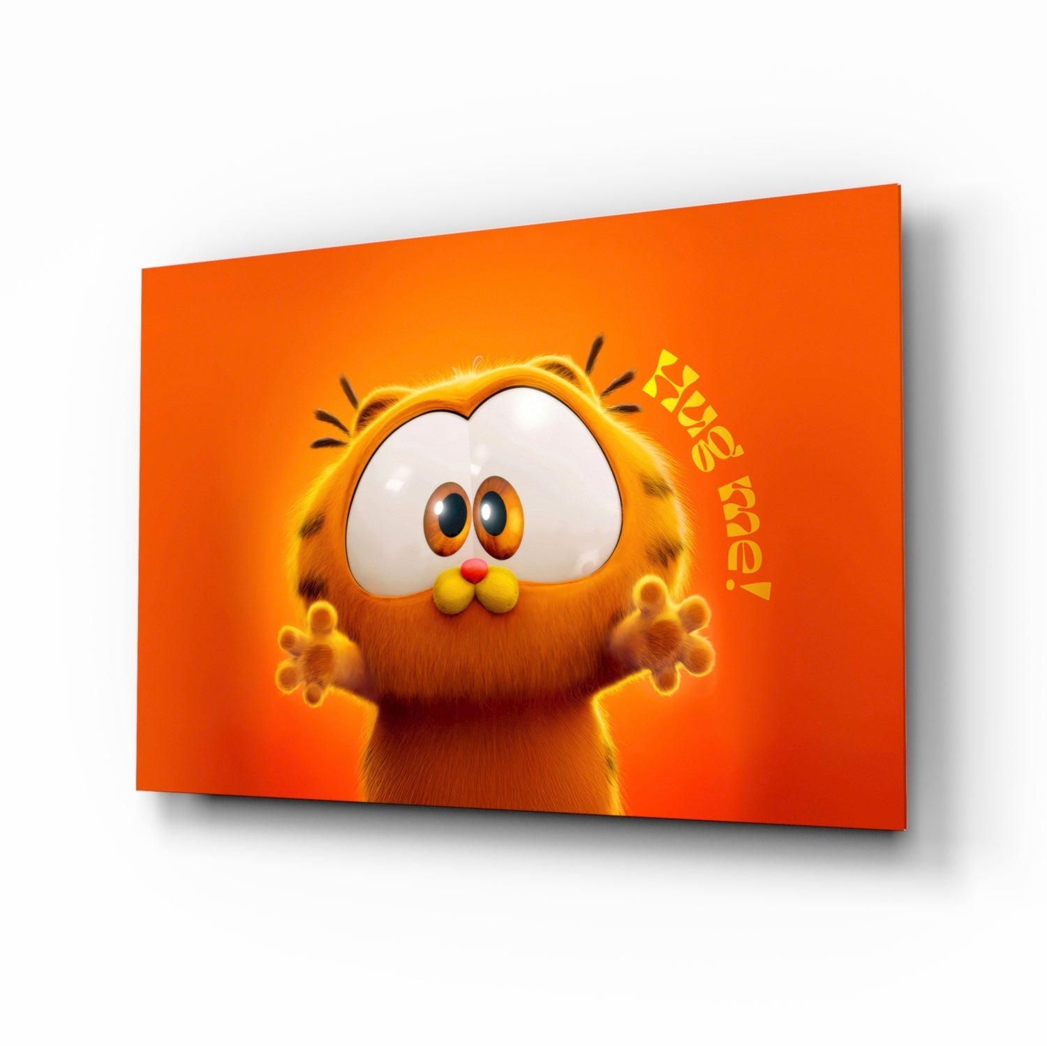 Cute Lazy Orange Cat Glass Wall Art || Designer Collection
