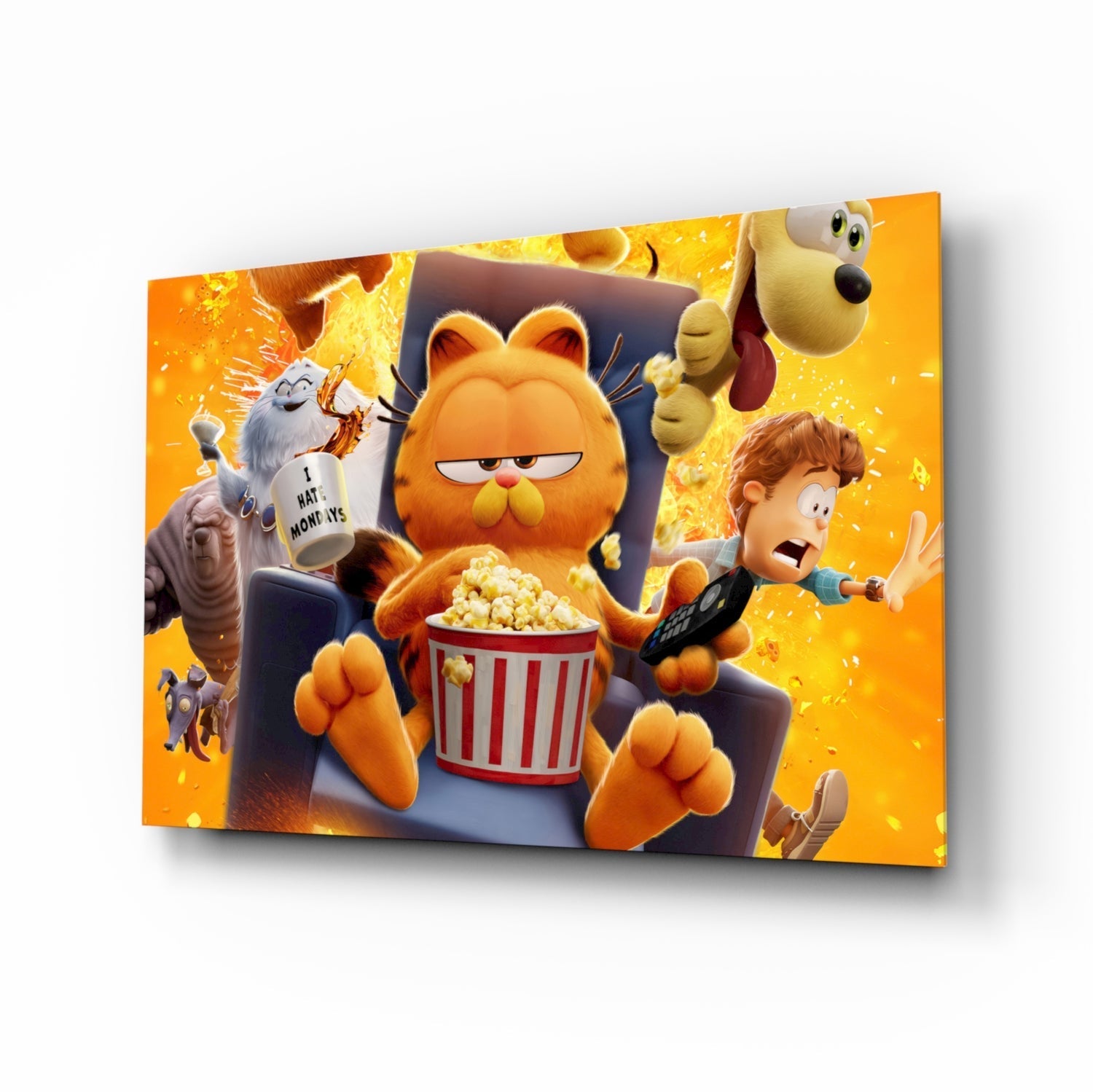 Lazy Day Orange Tabby Cat Glass Wall Art || Designer Collection