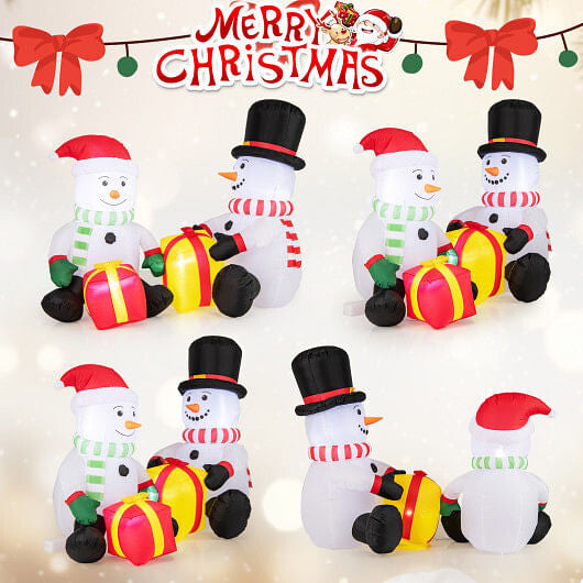 5 Feet 2 Cute Blow-up Snowman Christmas Inflatables with Gift Boxes-2