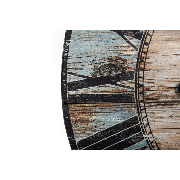 Turquoise Oversized Distressed Paris Wood Wall Clock-2