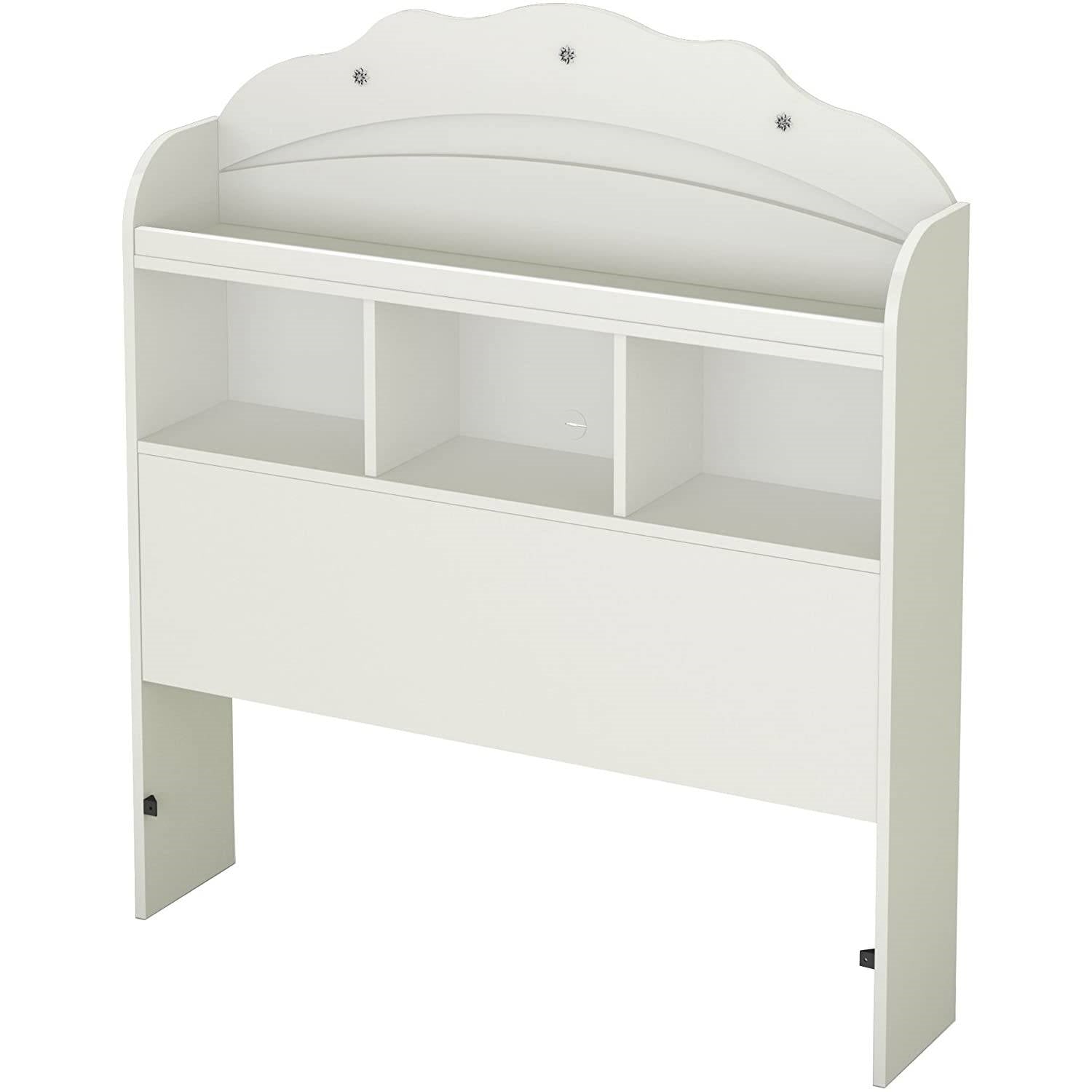 Twin size Bookcase Headboard in White Wood Finish-0