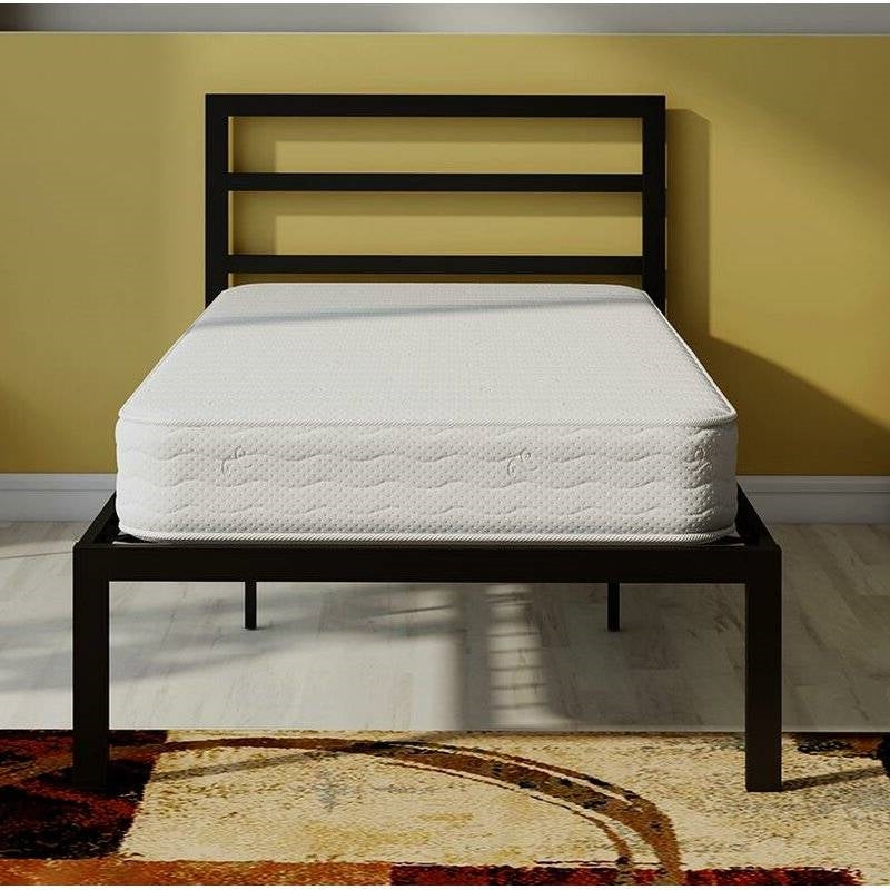 Twin Black Metal Platform Bed Frame with Headboard Included-2