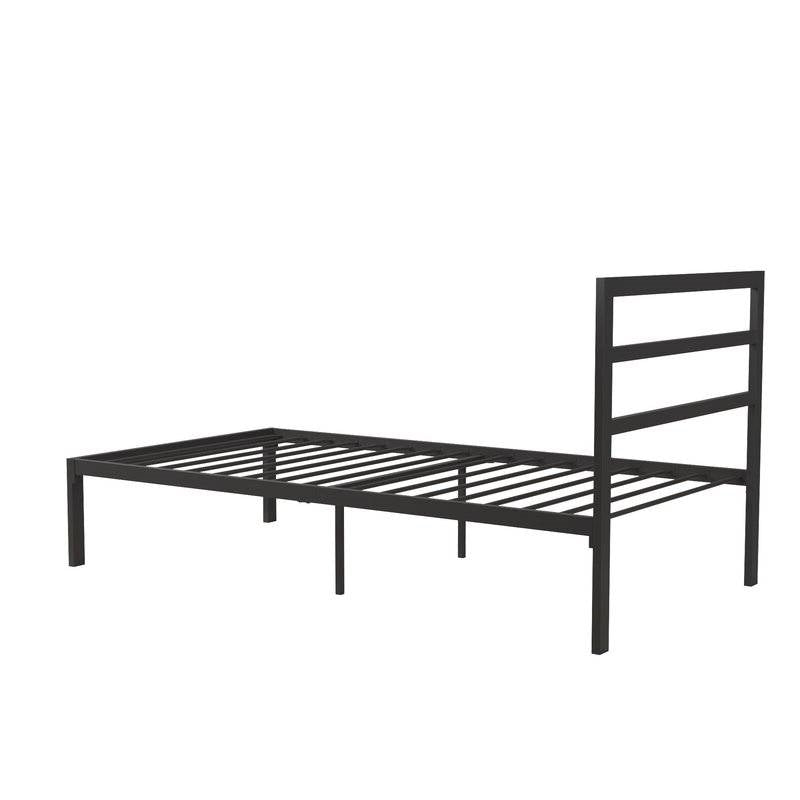 Twin Black Metal Platform Bed Frame with Headboard Included-3