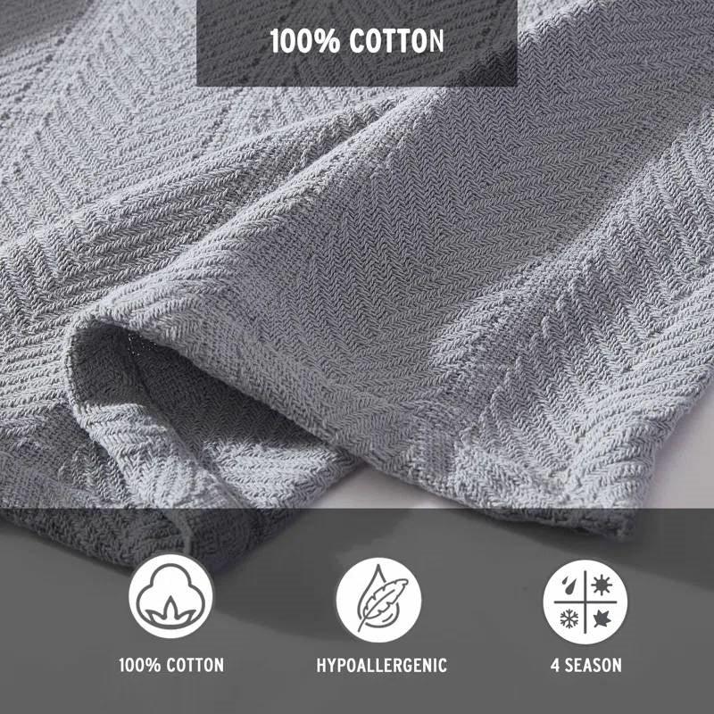 Twin size Cozy Lightweight Grey 100-Percent Cotton Blanket - Machine Washable-4
