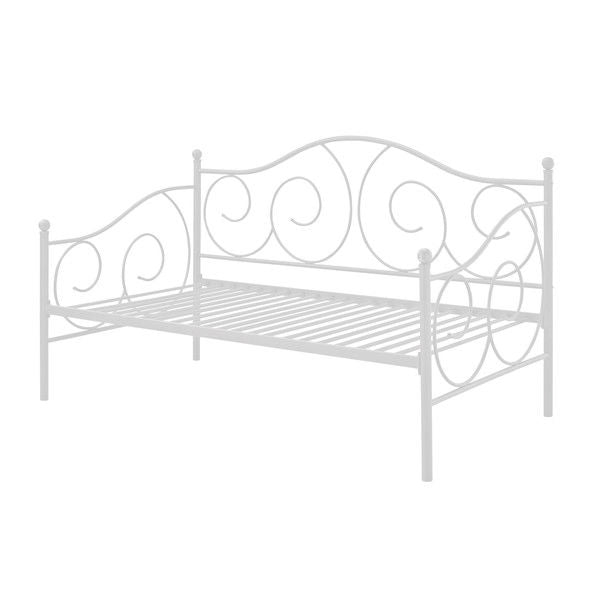 Twin White Metal Daybed with Scrolling Final Detailing - 600 lb Weight Limit-1