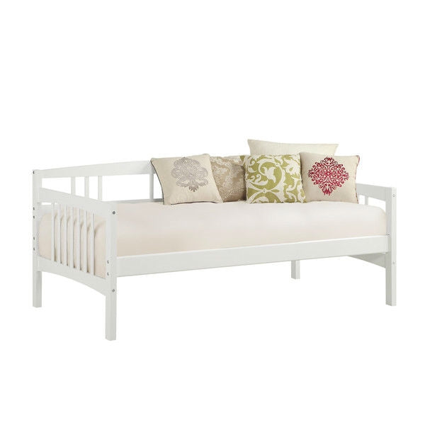 Twin size Traditional Pine Wood Day Bed Frame in White Finish-0