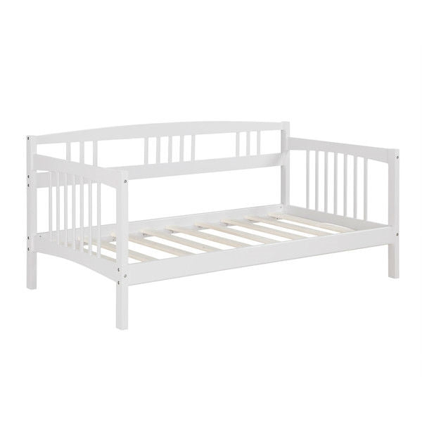 Twin size Traditional Pine Wood Day Bed Frame in White Finish-1