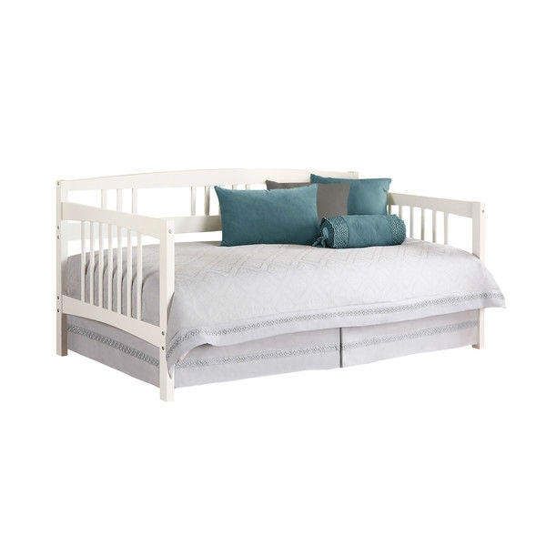 Twin size Traditional Pine Wood Day Bed Frame in White Finish-2