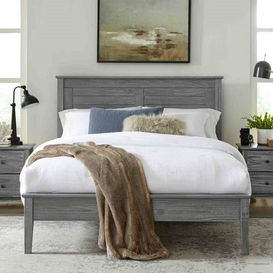 Twin Size Coastal Dorm Farmhouse Solid Pine Wood Platform Bed in Rustic Grey-3