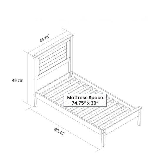 Twin Size Coastal Dorm Farmhouse Solid Pine Wood Platform Bed in Rustic Grey-4